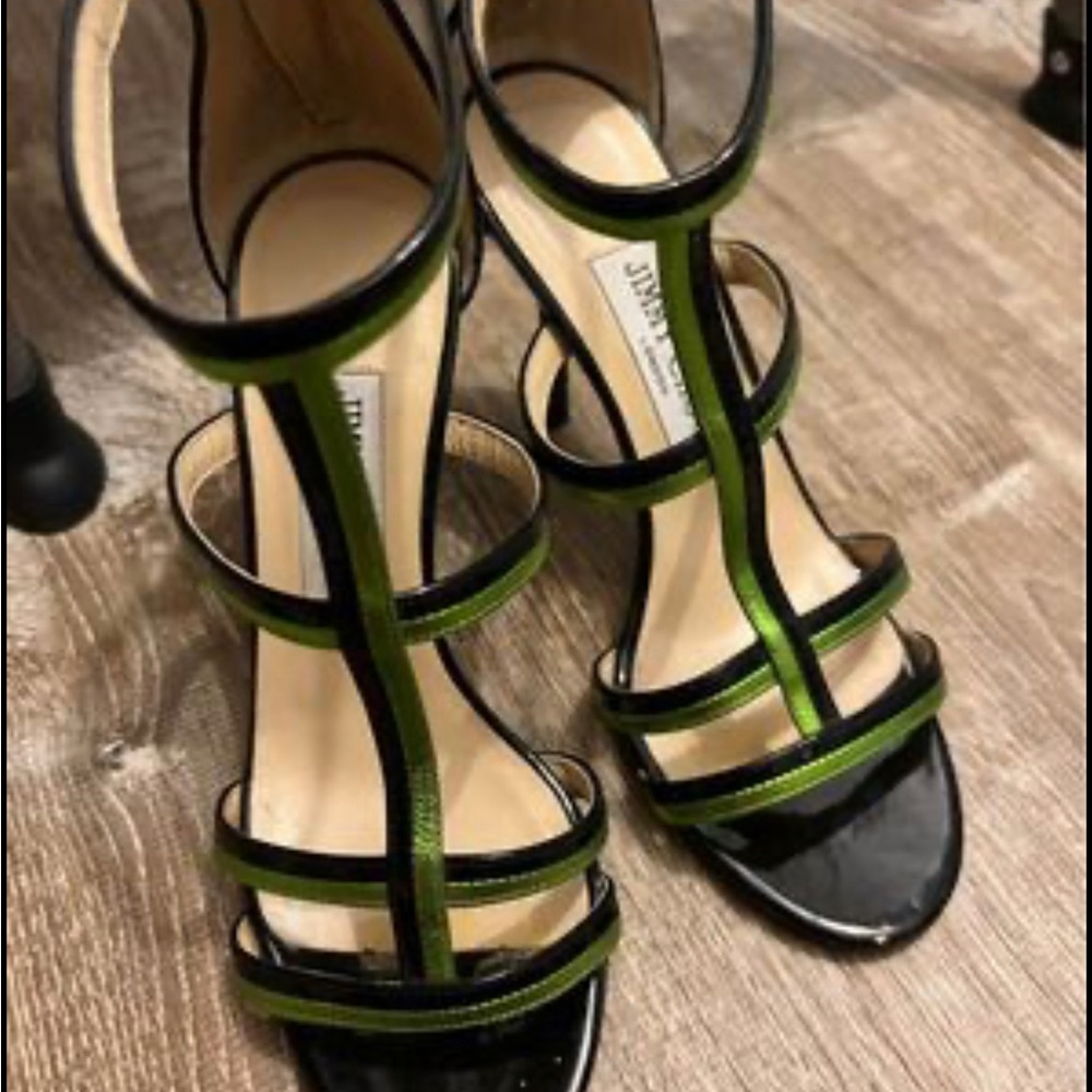 Jimmy Choo - 36 - Black/Green Patent Heel